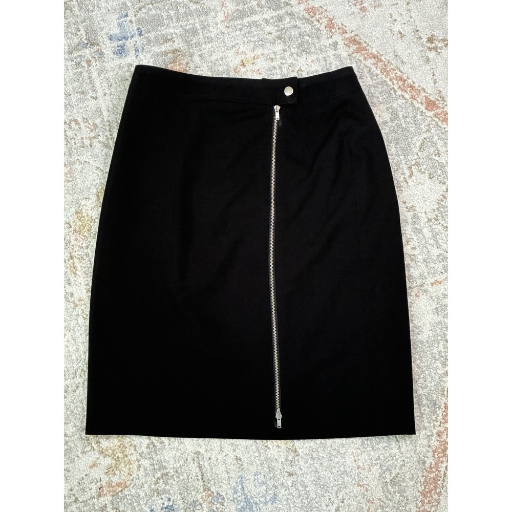 Apostrophe Black Full Length Exposed Zip Straight Pencil Skirt Office Siren 8